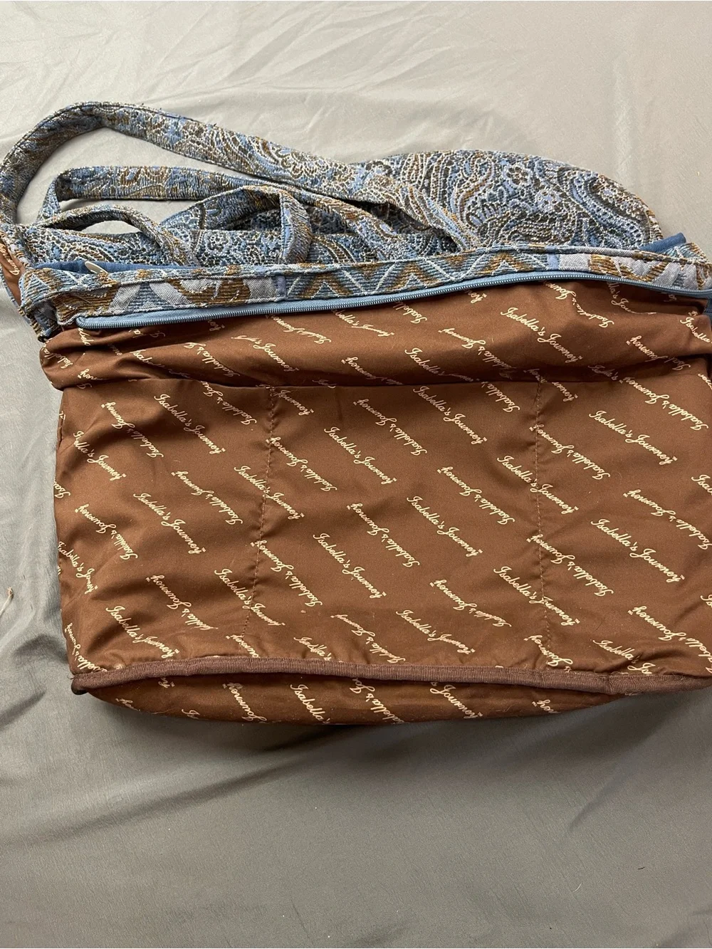 Isabella's Journey Blue Tapestry Bag X-Large Multi Section Excellent Condition